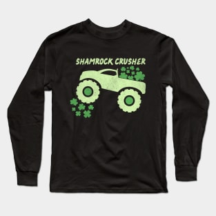 Shamrock Crusher St Patrick's Day Monster Truck Lover Long Sleeve T-Shirt